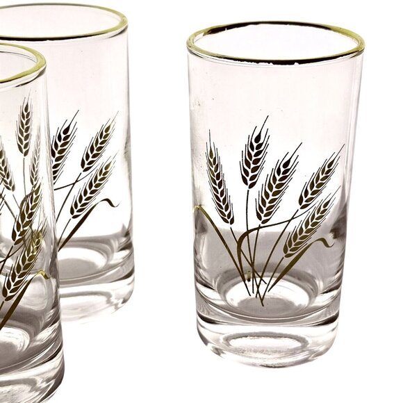 50s Homer Laughlin Golden Wheat Juice Glasses 4” midcentury  small cocktail 6pc - Picture 2 of 14